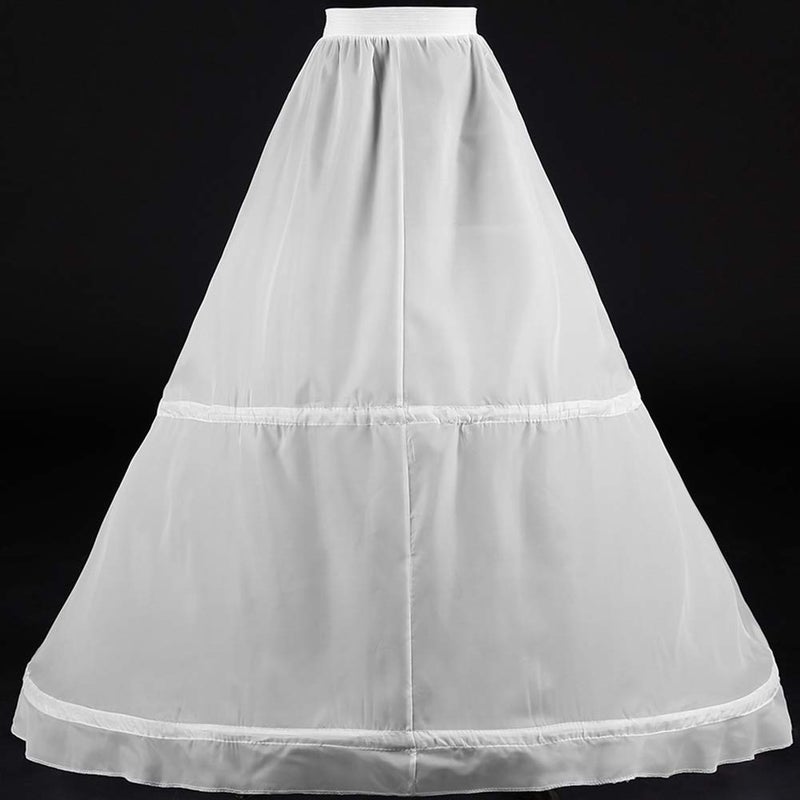 Kumeng Women's 2 Hoops Bridal Crinoline White Petticoat Half Slip Underskirt Wedding dress Bride Pannier Petticoat (White) - Image 2